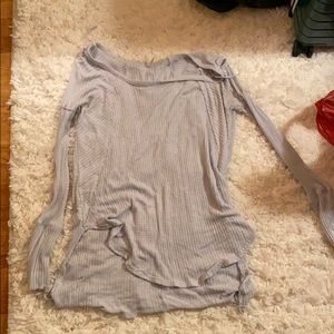 Free people waffle knit long sleeve sky blue